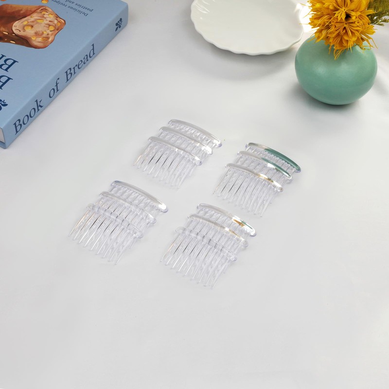 12 Pcs Transparent Plastic Hair Side Combs - Stylish Lightweight