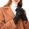 ZLUXURQ Luxury Italian Soft Leather Gloves for Women in Black