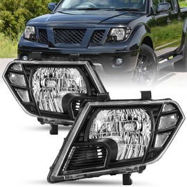 SOCKIR Halogen Model Headlight Assembly Pair Replacement for 2009-2021 Frontier 4-Door Sedan Black Housing Clear Reflector Headlamp Driver and Passenger Side