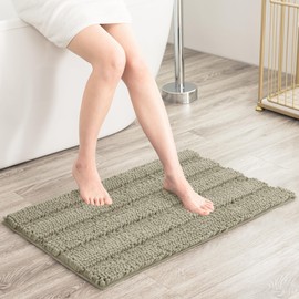 SUBRTEX Bathroom Rugs Chenille Bath Rug Soft Short Plush Bath Mat Soft Shower Mat Water Absorbent Shower Mat Quick Dry Machine Washable(Taupe Brown 18"x48")