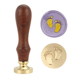 Baby Series Wax Seal Stamp, Yoption Baby Foot Brass Head Wooden Handle Sealing Stamp for Baby Shower Party Invitation