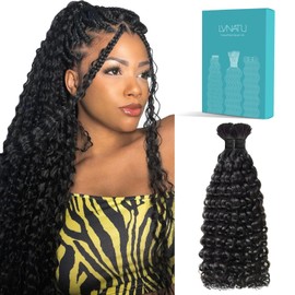 Lvnatu Boho Human Braiding Hair Curly Bulk for Daughter/Friend For Bohemian Knotless Braids No Weft 2 Bundles 100g 22 Inch 1B Natural Black Salon-Quality
