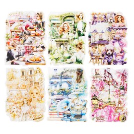 AuriicLeaf Paris PET Sticker Set, 180PCS Vintage Ephemera for Scrapbooking, Journaling, Crafting, DIY Projects, and Art Supplies