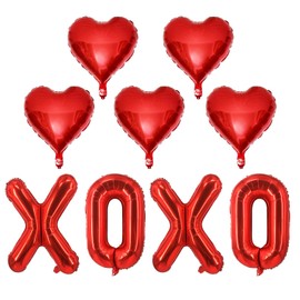 Red XOXO Ballloons Red Heart Balloons Red Valentins Day Decorations Balloons for Valentines Day Bridal Shower Wedding Party Decorations