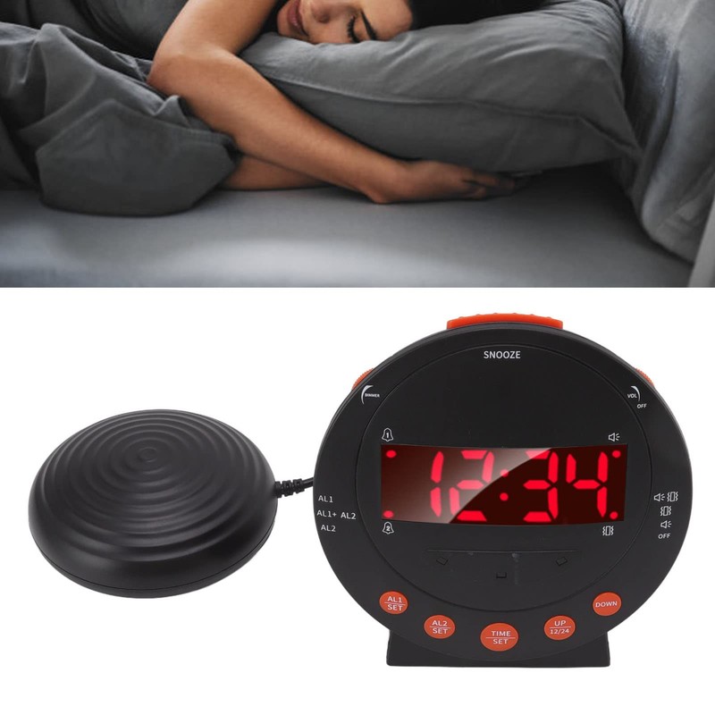 Extra Loud Alarm Clock, 113 Decibels, Red Flashing Light, Super