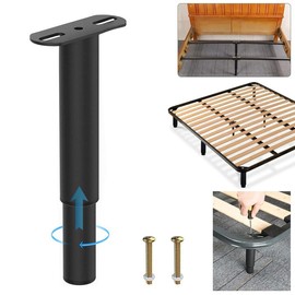 Bed Support, Height-Adjustable Feet, 18-33 cm Table Legs, Adjustable, Load Capacity up to 800 kg, Black Furniture Feet, Metal, Robust Furniture Legs, Bed Feet, Stand Feet for Bed Frame, Sofa, Couch,