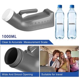 Urinal Bottle Plastic Pee Bottles for Men Portable Urine Bottle Urinal Toilet with Lid 1200 ml Male Urinals for Camping Car Travel Emergency