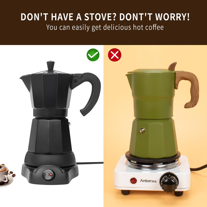 LAOION Cafetera Espresso Maker, 6 Cup Portable Coffee Machine, 300ml