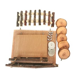 Plataforma De Actividades De Madera para Hámster con Escalera De Madera Juguete para Masticar Escondite Natural para Rata Jerbo