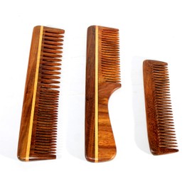eSplanade 3pcs Wooden Comb for Men and Women Handmade Anti-Static Hair Beard Moustache