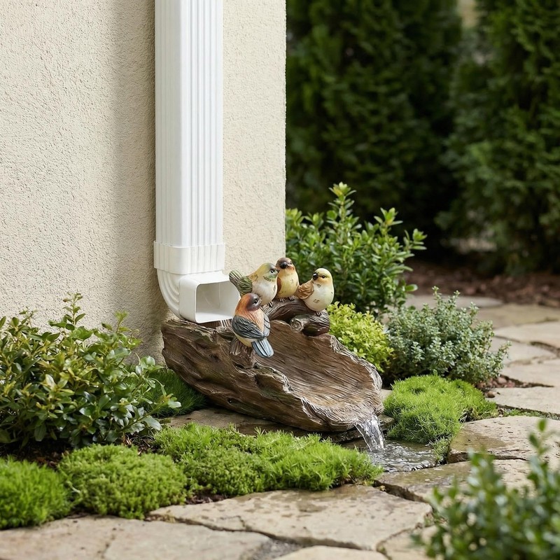 Bird Gutter Downspout Statue Splash Block Outdoor Garden Decoration, 11.4”