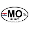 US Decal, Inc. Gilliam, Missouri Oval Sticker with State Flag