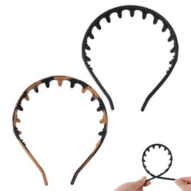 2 Piezas Silicona Peine Cinta para Mujeres, Moda Diadema con Dientes Ajustable Suave Antideslizante Cabello Banda Cabeza Flexible en Forma de U Peinad