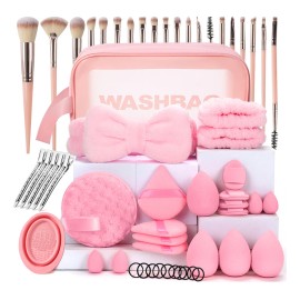 Tgexyi 57pcs Brochas Maquillaje Profesional Esponja Neceseres Para Maquillaje ,brochas De Maquillaje Profesional Con Bolsa Set De Herramientas Maquillaje Multifuncional, Kit De Maquillaje Profesional