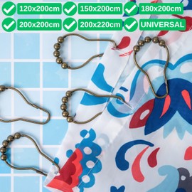 Shower Curtain Rings, 24 Pack, in Bronze-Colour, Inner Diameter 2.7 x 1.5", for Shower Curtain Rods, sturdy metal shower rings, with Rolls to slide, hooks for shower curtains, shower curtain hooks