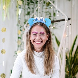 Didiseaon Monster Headband Plush Ox Horn Headband Cartoon Eyeball Hair Hoop Cute Makeup Headband Facial Washing Hair Band