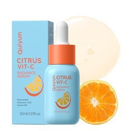 QUIYUM Citrus Vit-C Radiance Serum, Cuidado de la piel facial, 1.01 fl.oz | Vitamina C, niacinamida y ácido hialurónico: suero facial ligero para resp