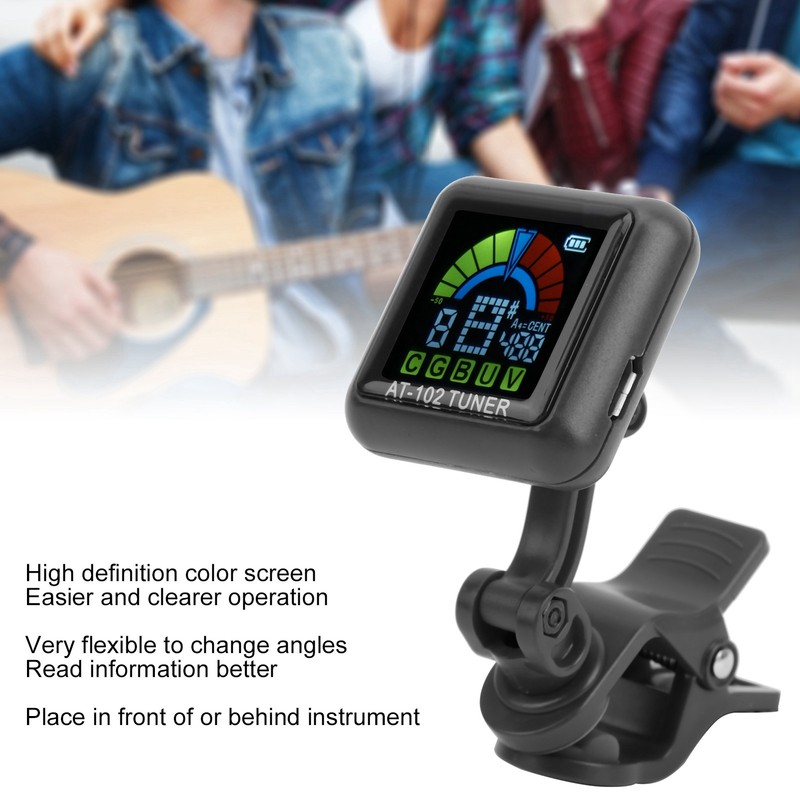 Aroma Guitar Clipon Tuner USB Rechargeable Builtin Battery Violin Ukulele