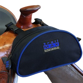 TrailMax Original Pommel Pocket Saddlebag for Western & Endurance Saddles; Cellphone Saddle Horn Bag; Saddle Horn Bag for Horses; Trail Riding Cellphone Pommel Pocket; Blue Piping