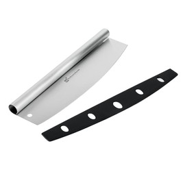 Restaurantware Met Lux 13.8 x 3.5 Inch Rocker Pizza Knife 1 Durable Pizza Rocker Blade - Dishwashable Rounded Handle Stainless steel Rocking Pizza Cutter Included Cover Hole For Hanging