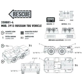 Unbranded Rescue Models 1/350 RUSSIAN MODEL 3913 TUG VEHICLE Late Wheels Lights Resin Set