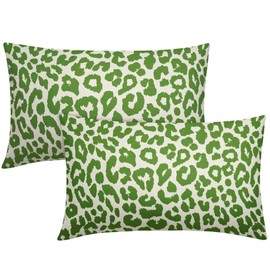 Green Leopard Print Pillow Covers 12x20 Set of 2 Lime Green Cheetah Animal Pattern Chinoiserie Decorative Throw Pillows Outdoor PillowCase Farmhouse Linen Cushion Case Decor for Sofa Couch Bed