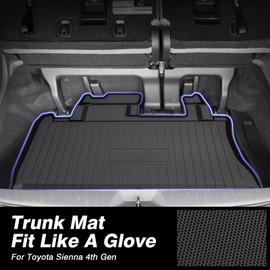 KUST All Weather Cargo Liner Trunk Mat Cargo Mat Custom Fit for Toyota Sienna 2021-2023 2024 2025 (Only Fit Sienna with Spare Tire) Black Non-Slip