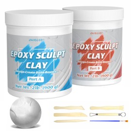 4 Pound White Epoxy Putty Sculpt Clay, 2 Part (A & B) Modeling Compound for Sculpting, Modeling, Building, Repairing, Self-Hardening Epoxy Clay Easily Repairs Metal, Wood, Tile, Ceramics, Plastic