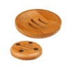 2Pcs Natural Wooden Bamboo Soap Dish Round Storage Holder for
