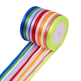 Fashewelry 10 Colors Fabric Ribbon Silk Satin Ribbons Roll 1/4" (6mm) Wide for Party Wedding Gift Package Wrapping Total 250 Yards