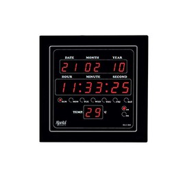 Ajanta Quartz Plastic Digital Clock (28.2 cm X 26.4 cm X 4.2 cm, Black)