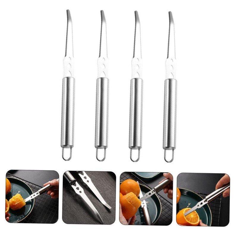 STOBAZA 4 Pack Stainless Steel Orange Peelers Easy to Use