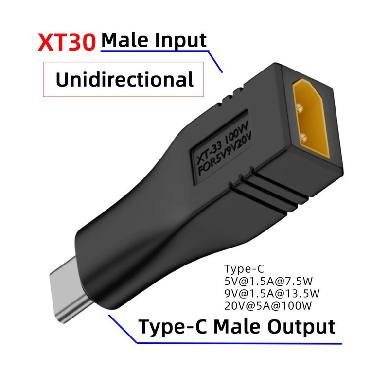 NFHK アダプター XT30 オス入力 SC100 プロトコルから Type-C オス出力への高速充電アダプター RC Lipo