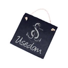 Anchor Slate Sign with Choice of Text – Nautical Name Plate Door Sign 11 x 11 cm
