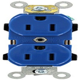 Leviton 5252-BU 15 Amp, 125 Volt, Industrial Series Heavy Duty Specification Grade, Duplex Receptacle, Straight Blade, Self Grounding, Blue