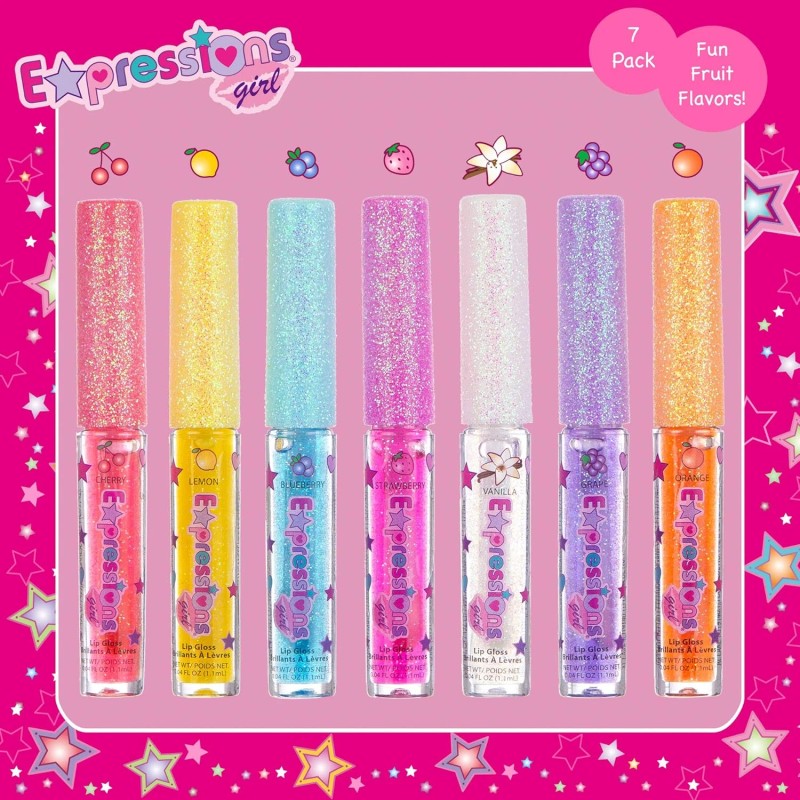7Pc Fruity Flavored Lip Gloss Set - Lip Gloss in