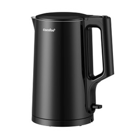 COMFEE' 1.7L Double Wall Electric Tea Kettle and Kettle Water Boiler, 100% Stainless Steel Interior & Lid & Spout, Two-Level Wide Open Lid, 1500W Fast Boiling, Auto-Off and Boil-Dry Protection