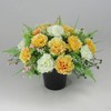 Artificial/Silk Flower Grave Arrangement in Grave Pot with Yellow Carnations