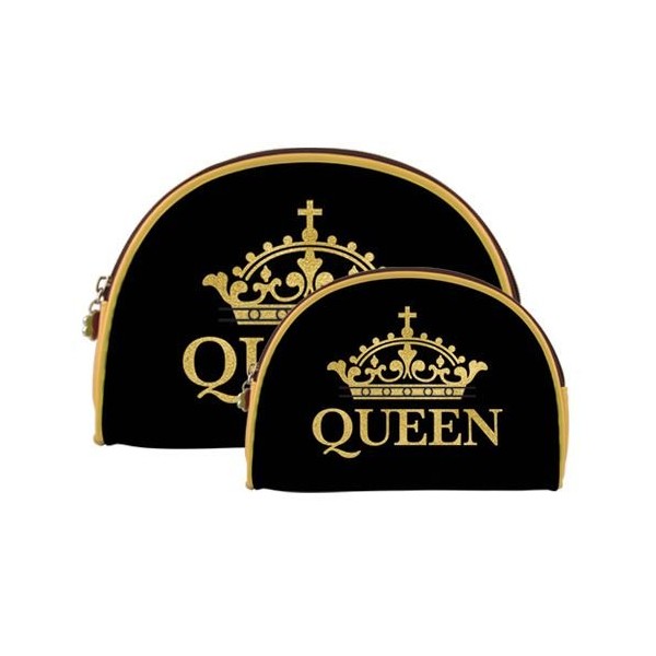 African American Expressions - Set of 2 Makeup Bags, Queen Cosmetic Duo, 9 x 6.5 / 7.5 x 5 Inches, COS-10