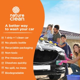 Nature Clean Non-Toxic & Plastic-Free Foaming Car Wash Soap Strips 36 count. Environment-Friendly & Biodegradable CarWash Soap Sheets. Chemical-Free & Eco-Friendly Strip Wash Car Soap Shampoo.