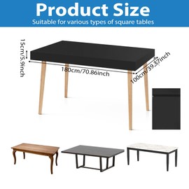 OFFCUP Rectangular Garden Table Top Covers, 210D Waterproof Outdoor Patio Coffee Side Table Cover, Heavy Duty Oxford Fabric Windproof Anti-UV Furniture Set Covers, Garden Table Cloth (180*100*15cm)