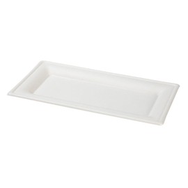 BIOZOYG Disposable Dishes Sugarcane Plates compostable I 50 Pieces Rectangular Party Plates 26 x 13 cm White I Biodegradable Sugarcane Plates for Starters Appetizers Antipasti Dishes