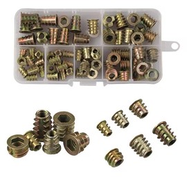 Set of 70 Insert Nuts M4 x 10 mm M5 x 10 mm M6 x 10 mm M6 x 13 mm M6 x 15 mm Screw-in Type Furniture Woodworking DIY Joining Hardware Repair Tool Storage Case for Portable Convenience