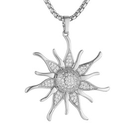 HZMAN Sun Pendant Necklace for Women Dainty 14K Gold Plated Cubic Zirconia Sun Necklace Jewelry Gift, Brass, Cubic Zirconia