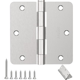 AmzGod Door Hinges Brushed Nickel - 3 Pack 3.5 Inch Rounded Interior Satin Nickel with 1/4" Radius Corners - 3 1/2 Inches Silver Residential Standard Door Hardware