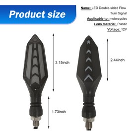 Diamall 4 PCS Motorcycle Turn Indicator Lights, Arrow Shape Flowing Turn Signal LED with Daytime Running Lights, LED Double-sided Flowing Blinker, Cool Modified Accessories for Motocycle (Blue)