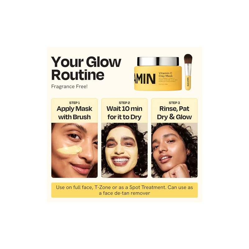 Gleamin Vitamin C Clay Mask for Dark Spots 2.5oz Brightening