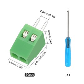 YIXISI PCB Mount Screw Terminal Block, 2.54 mm, 2 Pin Screw Terminal Connector, for Arduino DIY Project, Green, Pack of 30