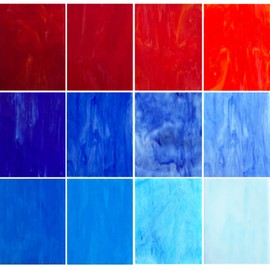ILLUCKAI 12 Sheets Red+Blue Stained Glass Sheets, 6 x 4 inch Stained Glass Supplies for Stained Glass Beginners and Hobbyists