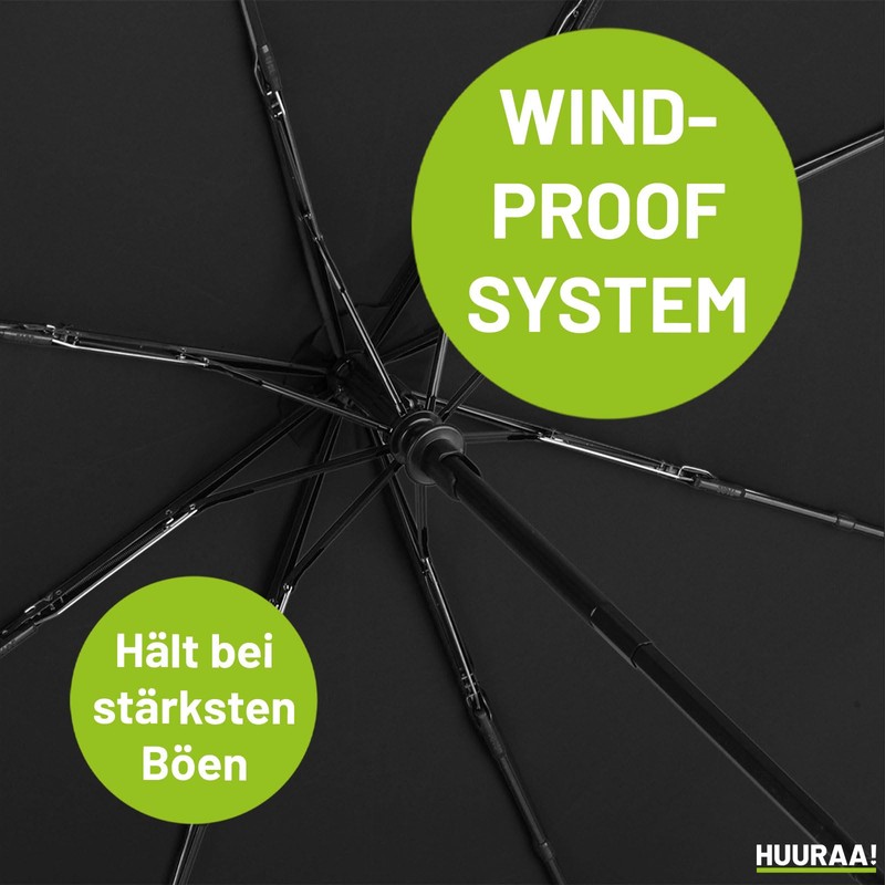 Huuraa Umbrella Mini Builder Gift 98 cm Black Double Automatic